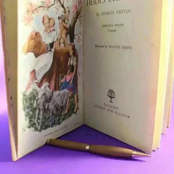 🔴💜💥✨️RARE VINTAGE HARDCOVER HEIDI'S CHILDREN BOOK 1959 BY CHARLES TRITTEN  - Picture 9 of 9